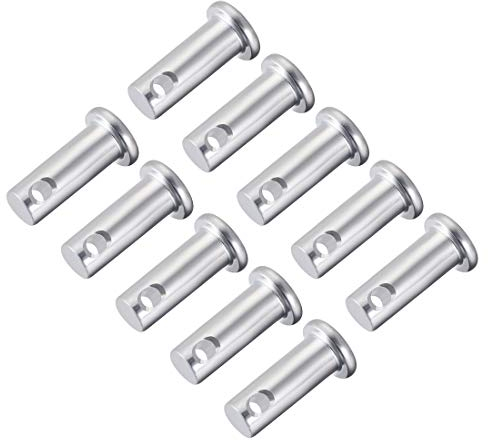 sourcing map 10 Stück Einloch Gabelbolzen 8mm x 20mm Flach Kopf verzinkter Stahl