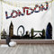 ABAKUHAUS Bunt Wandteppich und Tagesdecke, London Tower Cartoon aus Weiches Mikrofaser Stoff Waschbar ohne Verblassen Digitaldruck, 230 x 140 cm, Schwarz Weiß Grau