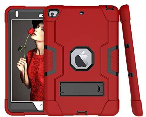 HyFone Funda para iPad Mini 4 & Mini 5 2019 7.9 - Robusto Anti Caída Duradero Resistente Protector de Cuerpo Completo Case Cover para iPad A2133 A2124 A2126 A1538 A1550 - [Rojo/Negro]