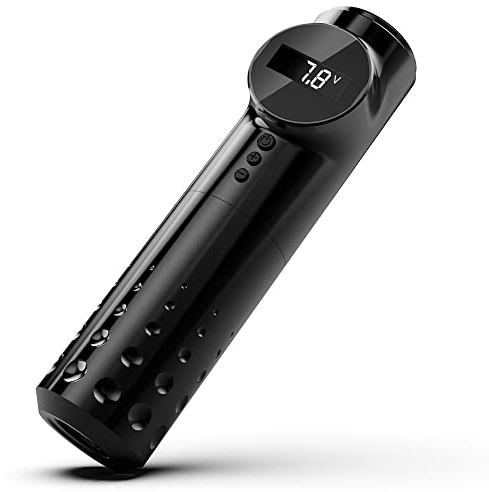 Mast Archer Kabellose Rotary Tätowiermaschine Pen Akku Tattoo Maschine Gun 3.5mm Stroke con 2pcs Grips con Akku austauschbaren Batterien LCD Screen für Tätowierer und Anfänger (Black)