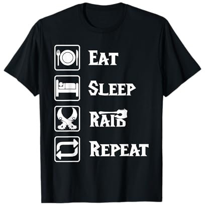 Eat Sleep Raid Repeat Gaming Wow RPG T-Shirt