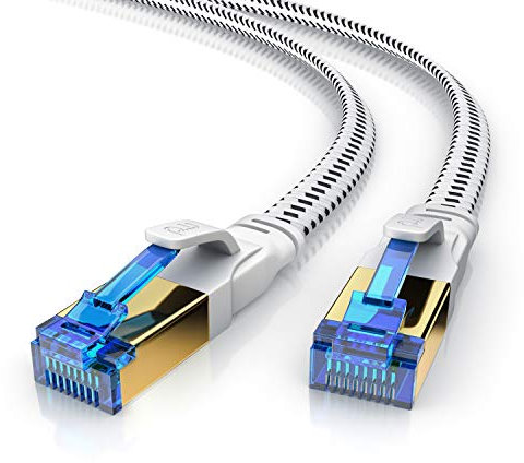 Primewire – 7.5m - CAT.8 Flat Ethernet Cable – 8.1 Standard – LAN Network cable - 40000 Mbits – Patch cable – PIMF - RJ 45 plugs – High Speed - Switch Router Modem – Cotton Sheathing