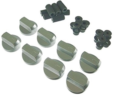 Ufixt 8 x Fits Hotpoint, Howdens, Hygena and Indesit Universal Cooker/Oven/Grill Control Knob And Adaptors Silver