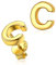 Boucle d Oreille Argent 925 Or Plaque Lettre C Fille Sterling Clou d'Oreille Dore Femme Alphabet Mignon Bijoux Cadeau Fête des Mères Maman Copine