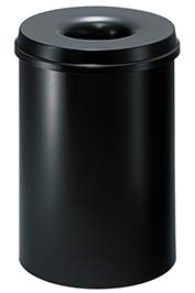 Lüllmann HELIT PAPIERKORB Safe RUND Stahl mit Flammenlöschkopf Stahl 28 Liter Vol. Black