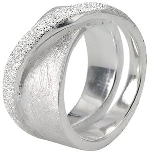 SILBERMOOS Damen Criss-Cross-Ring Diamantiert Design Motiv Breit Sterling Silber 925, Größe:58