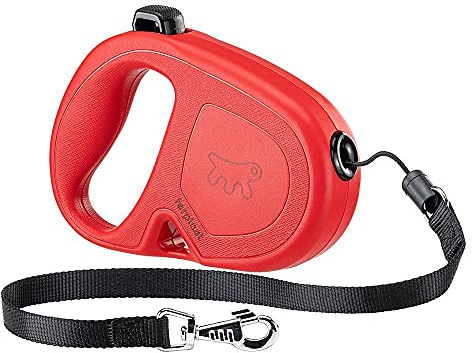 Ferplast Guinzaglio per Cani Allungabile FLIPPY ONE, Guinzaglio per Cani Taglia Media fino a 20 Kg. Cordino Allungabile max 5 m. Unico Pulsante per Blocco e Rilascio, Rosso