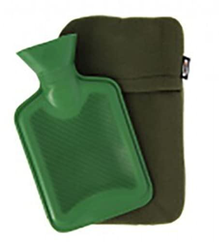 NGT Hot Water Bottle 1lt Litre Capacity with Green Fleece Lined Casing Fishing Camping Hiking Home