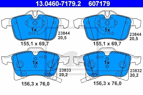ATE 2 Bremsscheiben + Bremsbeläge VA + HA für Opel Meriva A X03 Meriva B S10