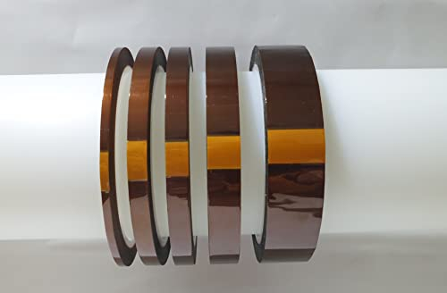 5 Stk Kapton Tape Hitzebeständiges Polyimid Klebeband Elektronik Selbstklebend Isolierband Hohen Temperaturen Kapton Band 3mm 5mm 6mm 12mm 20mm x 33M