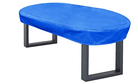 KaufPirat Premium Abdeckplane Oval 300x100x15 cm Gartenmöbel Gartentisch Hülle Abdeckung Haube Schutzhülle Abdeckhaube 6.000 mm Wasserbeständigkeit Blau