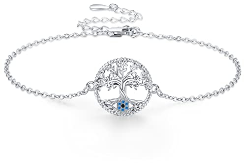 TwoAnts Baum des Lebens Armband 925 Sterling Silber Evil Eye Armband Nazar Armband Lebensbaum Armband Baum des Lebens Schmuck Geschenke für Frauen Mädchen Freundin