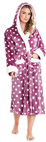 CityComfort Vestaglia Donna Invernale in Pile (Orchidea/Bianco, M)