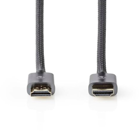 NEDIS High Speed HDMI™ Cable with Ethernet 10m, Supports 4k@60Hz, 3D, HDR, ARC, HDCP, Aluminium Connectors, Gun Metal Grey - Connect Set-Top Box, Computer or Game Console to TV
