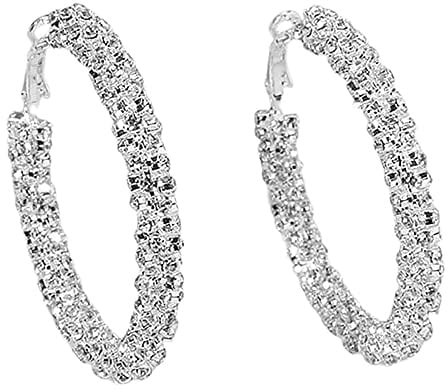 Grandi orecchini a cerchio lucidi per donne e ragazze con strass bohémien grandi orecchini a cerchio avvolti orecchini pendenti leggeri comodi scintillanti gioielli per matrimoni, Natale, compleanni,