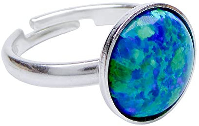 Lab blauer 12mm Opal Ring 925 Sterling Silber für Damen und Mädchen Die Größe ist verstellbar