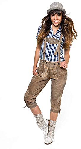Alpenlife Damen Trachten Lederhose Kniebund Vintage Nature Smoke (as3, Numeric, Numeric_46, Regular, Regular)