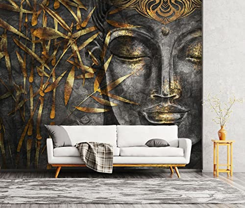 Mural Wall Decoration 3D Buddha Statue and Leaves Wallpaper Wall Mural,150 * 105cm Living Room Bedroom Office Corridor Decoration Murals Modern Wall Decoration