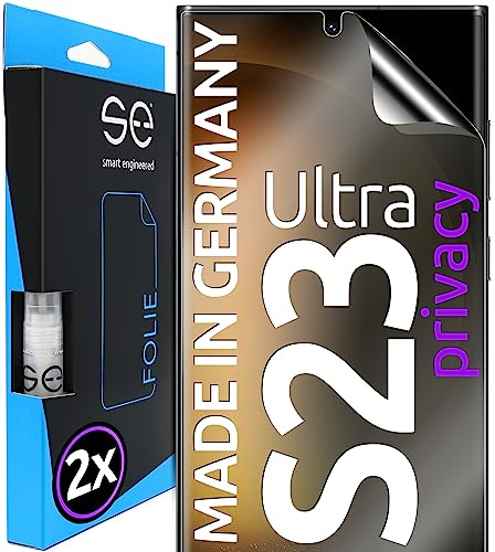 2x se® 3D SCHUTZFOLIE Privacy für Samsung Galaxy S23 Ultra,Blickschutz, 100% Fingerabdruck & FaceID kompatibel, einfache blasenfreie Installation, Ultra-Klar, Stoß-Kratzfest, aus Deutschland