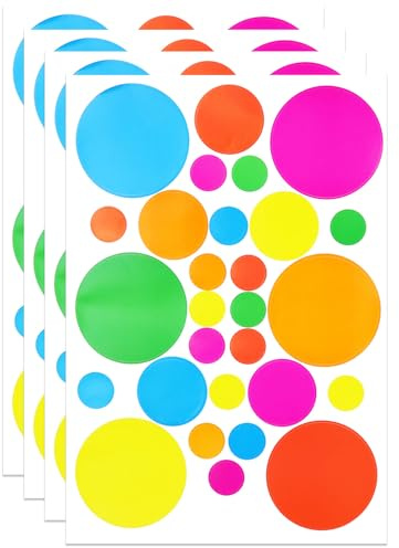 4 Pack Dot Stickers,112 Pieces Self Adhesive Coloured Round Coding Labels | Multi Sizes & Multi Colors
