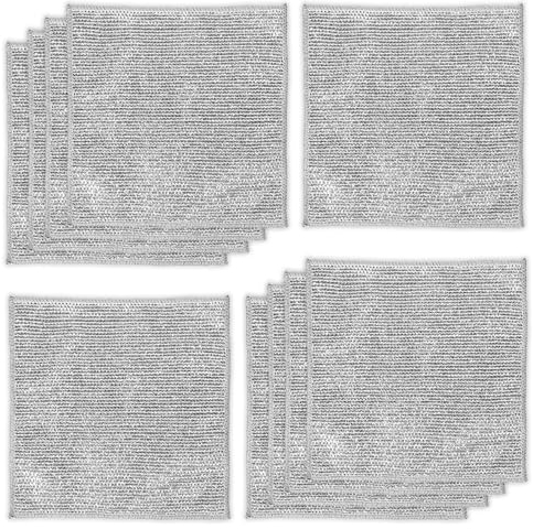 10pcs Double Layer Multifunctional Wire Dishcloth, 7.9x7.9 in Multipurpose Wire Dishwashing Rags for Wet and Dry, Non-Scratch Steel Wire Mesh Cleaning Cloth Mesh Dish Scrubber for Kitchen Countertops