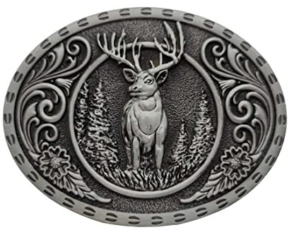 Xwest Wildhirsch Gürtelschnalle, grau, 1,5 inch