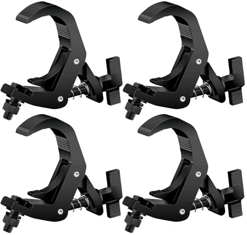 1.65-2.36 Inch Truss Clamp Black 4 Pack, Czgor Heavy Duty 220lb Stage Light Clamp Aluminum lighting C-Clamp Fit OD 42-60mm of Pipes, DJ Light Clamps for Par Light Moving Head Stage Stage lighting