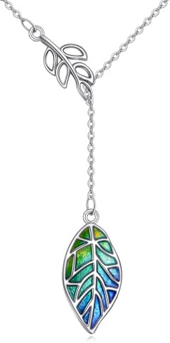 VONALA S925 Sterling Silber Blatt Kette Anhänger Y-halskette für Frauen Mädchen (Leaf)