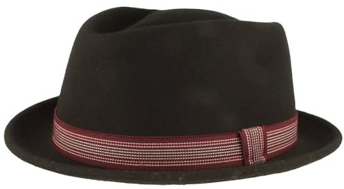 Breiter Rollbarer Filzhut Diamond Wollhut Wasserabweisend Pork Pie Hut knautschbar Schwarz Bordeaux L