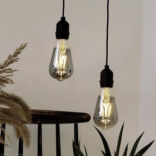 hellum 151435 Lot de 2 lampes suspendues avec batterie et télécommande ST64 Gris Ø 6,4 cm Avec télécommande Intensité variable Lampe suspendue d'extérieur Smoky