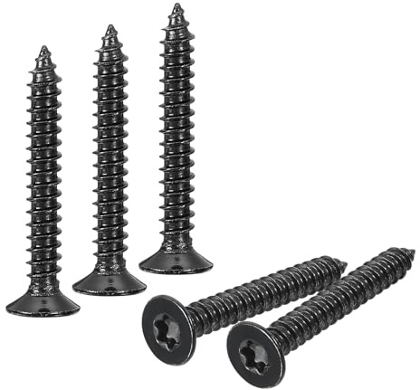sourcing map Lot de 40 vis Torx à tête plate M5 x 35 mm, en acier inoxydable 304, à tête fraisée, auto-taraudeuse, anti-vol, vis inviolables pour bois, clôture, terrasse (noir)