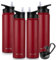 MURBONE Insulated Water Bottles, 750ml Stainless Steel Drink Flask with Straw, BPA Free, 2 Lids (Straw Lid and Spout Lid), Leakproof Double Walled Vacuum Water Bottle, Red, Pack of 4