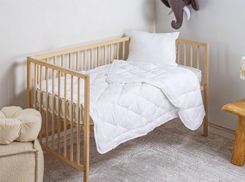 Il Gruppone Passione Casa Piumino Per Bambino Lettino 110x125 Cm 100/200/300 Gr 4 Stagioni Estate/Inverno Anallergico Trapunta Coperta Da Culla Trapuntina Traspirante Antiacaro - Bianco - 100 Grammi