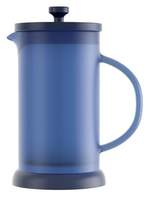 EZZNTIAL French press Coffee Maker Heat Resistant Durable Borosilicate Frosted Blue Glass 34oz.