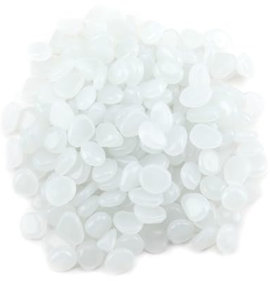 Glow Pebbles, 200 Pcs Glow in The Dark Pebbles for Outdoor Decor, Garden, Fish Tank, Aquarium, Walkway, Pathway, Lawn, Garden Stones Decorative White Pebbles for Potted Plant, Fish Tank, DIY Crafts