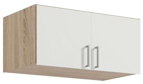 Lomadox Aufsatzschrank für Kleiderschrank 2-türig, 92cm breit, weiß und Eiche