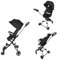 Homewell leichter Kinderwagen, geeignet von 6 Monaten bis 4 Jahren, mit schwarzem Sonnensegel, Vordere und hintere Pedale, Schiebegriff höhenverstellbar (Schwarz)