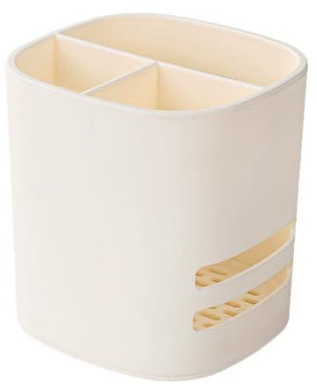 2 Pcs Utensil Holder Cutlery Drainer Sink Caddy,3 Compartments with Drainer,Cutlery Holder for Kitchen and Bathroom Storage Plastic Tableware Storage Drain Box Sink Cleaning Up