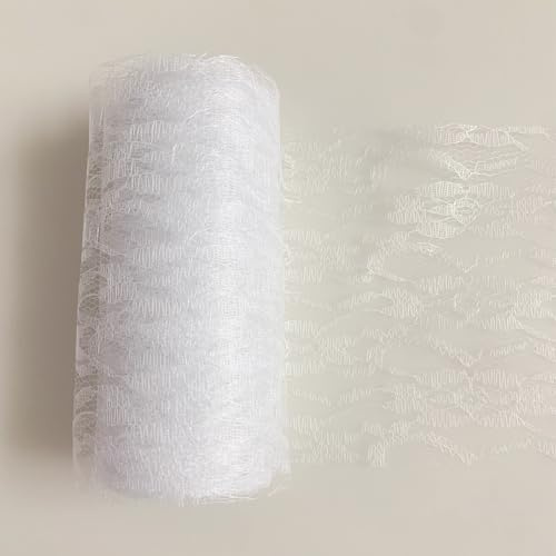 Spitzen Tischläufer Weiß 15cm x 20m – Dekoratives Tischband für Hochzeit, Taufe, Konfirmation & Geburtstag – Edle Vintage Tischdeko zum Überlegen auf GrünAura Tischläufer