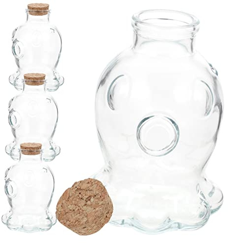 CLISPEED 4pcs Glow Dark DIY Sand Art Glass Bottles with Cork Stoppers Transparent Empty Containers for Drift Bottles Message Jars and Decorative Landscape Display