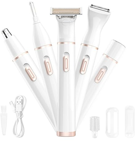 Gesicht Rasierer Elektrisch – 4in1 Epilierer Damen Akku USB | All in One Epilator, 3D Schwimmender Damenrasierer, IPX7 wasserdicht, Zero-Gap für sanfte Rasur, für Gesicht, Körper