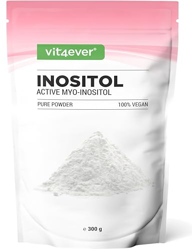 vit4ever Inositol Pure 300 g - Polvere di Myo-Inositolo ad alta purezza | Gusto Neutro - 4000 mg per dose giornaliera - Facilmente solubile - Con misurino - Senza additivi - Vegan