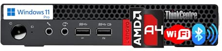Lenovo ThinkCentre - Escritorio pequeño, CPU AMD, 16 GB de RAM, SSD de 256 GB, soporte de doble pantalla, Wi-Fi, Bluetooth, múltiples puertos USB, puerto Ethernet, Windows 11 Pro, diseño compacto