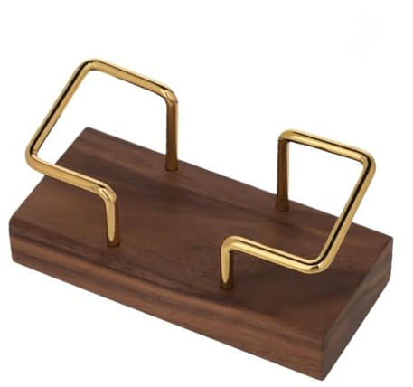 Zpeiran Porte-Cartes de Visite en Bois de Noyer,avec Porte-Cartes en Bois de Noyer et Laiton,Accessoire de Bureau,pour Cartes de Visite pour Réception,Magasin,Stand D'Exposition et Hôtel