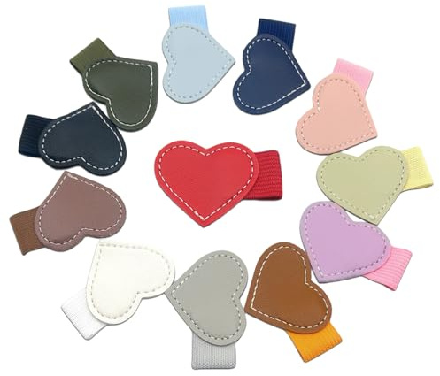 BSITSSS 12 Pezzi Portapenne Autoadesivo in Pelle, Porta Penne a Forma di Cuore, Elastico Loop Adesivo Pen Holder per Notebook Tablet Tavoletta Calendario Settimanale Calendari Molla