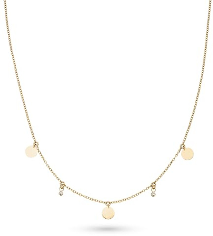 s.Oliver Necklace - Elegante Halskette aus poliertem Edelstahl - IP Gold - Rolokette 47 cm - wasserfest & hautfreundlich