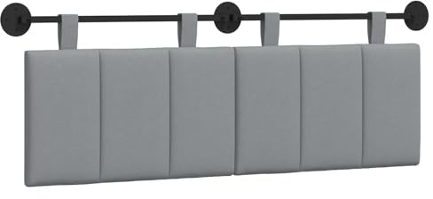 vidaXL Hängendes Kopfteil Hellgrau Stoff, Wanddeko fürs Schlafzimmer: modernes hängendes Kopfteil, gepolsterte platzsparende Platte, verstellbares minimalistisches Design