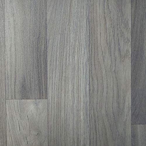Vinylflooring UK Dark Grey Wood Effect Vinyl Flooring Roll For LivingRoom, DiningRoom, Kitchen, 2.8mm Thick Cushion Backed Vinyl Flooring Roll, Waterproof Lino Flooring-2m(6'6) X 5m(16'4)-10m²