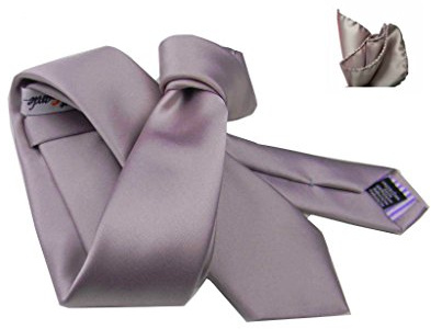 Completo abbinato uomo cravatta e fazzoletto tinta unita prodotto italiano slim e normale tutti i colori (larga 8 cm, rosa antico)