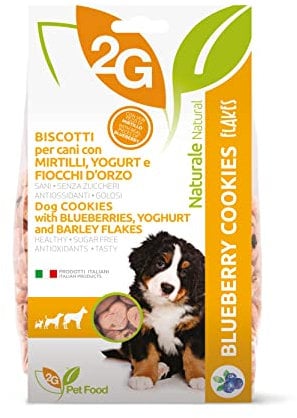 2G Pet Food Blueberry Cookies Galletas para Perros de arándanos y Yogurt Snack Natural y Saludable Made in Italy con arándanos y Yogur Fresco crujientes y auténticos Todas Las Tallas y